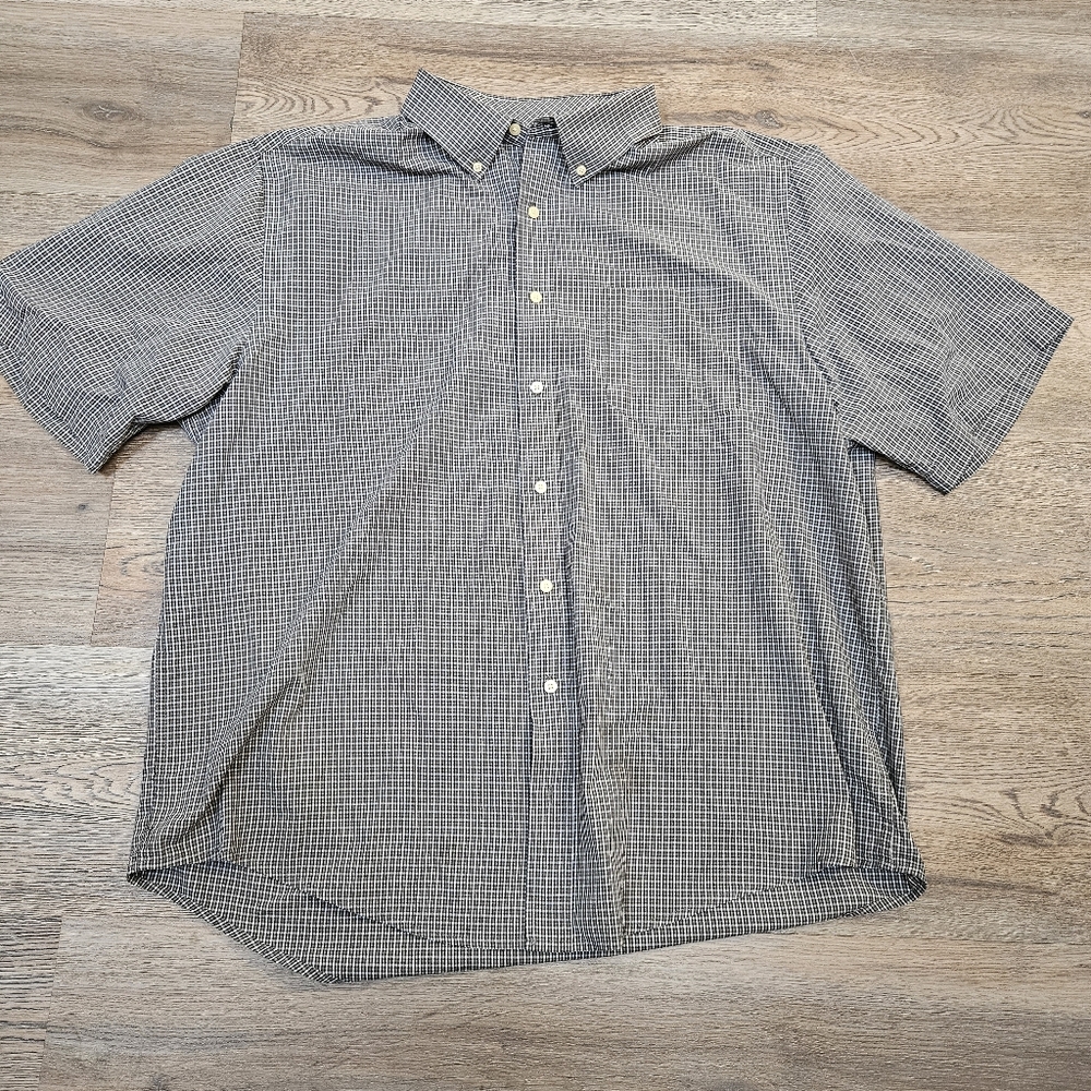 Puritan Mens 2XL Wrinkle Resistant Button Down Short Sleeve Shirt checkered XXL